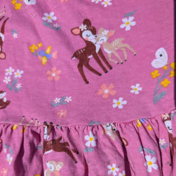Woodland Wonder Girls’ Dress – Adorable Bambi & Floral Print 2T, 5T, 6/7 - Picture 3 of 5